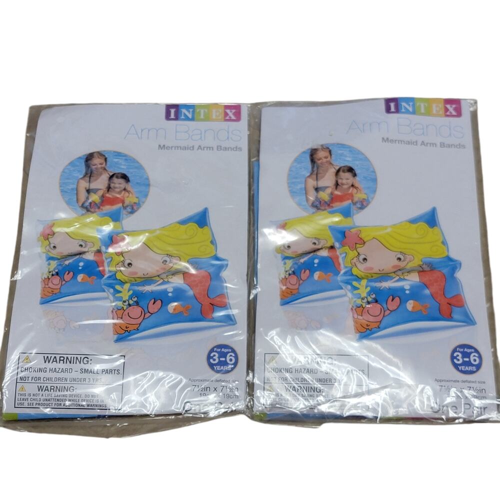 Intex Mermaid Arm Bands Lot of 2 Age 3-6 Yrs Swim Training Aid Inflatable‎ Pool